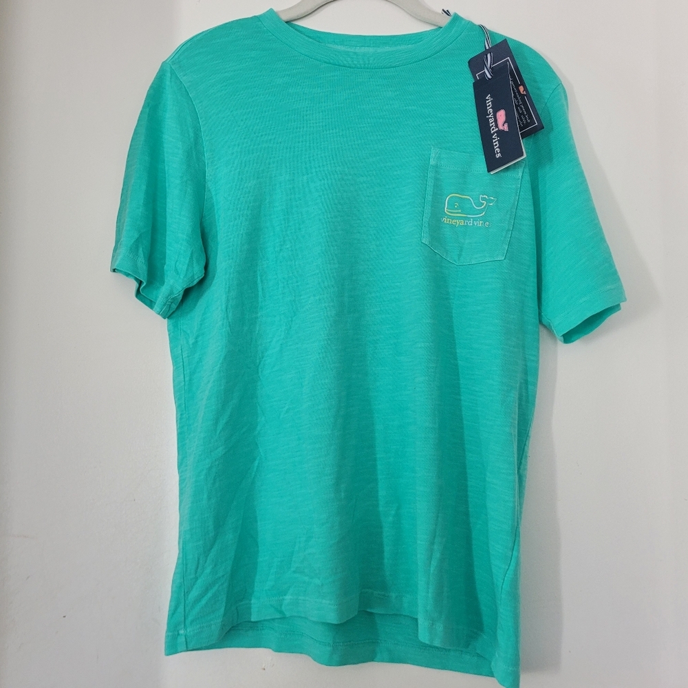 NEW Boy's Vineyard Vines Whale T- Shirt L (16) Antigua Green Short Sleeve Cotton